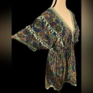 America & Beyond Colorful Bohemian Tunic Top